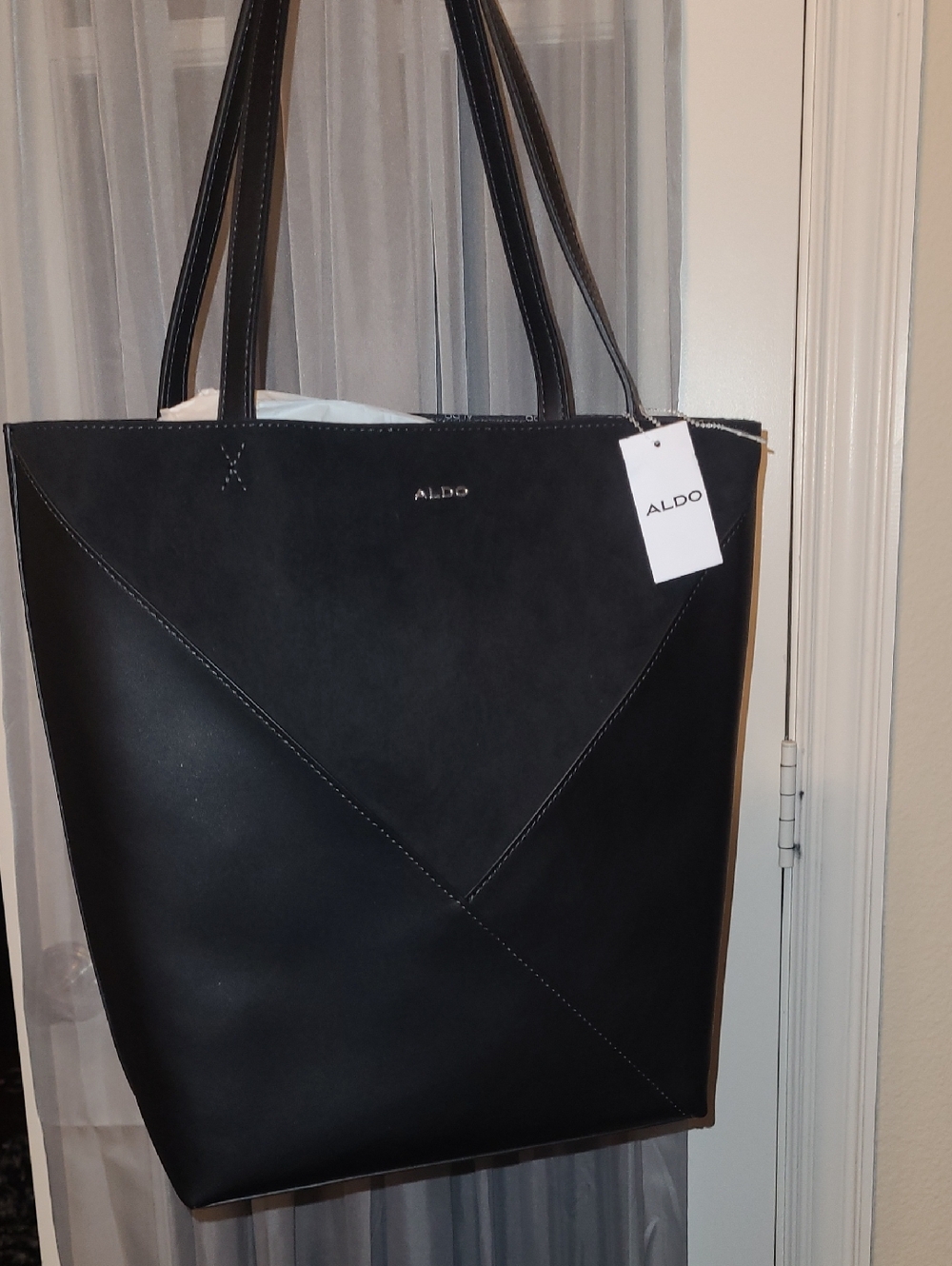 ALDO Black Geometric Panel Tote